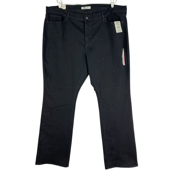 NWT Signature Levi Strauss Women Mid-Rise Bootcut Stretch Black Jean Plus Sz 24L - Picture 1 of 12